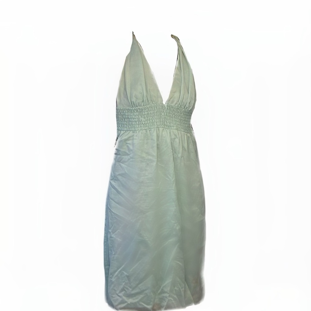 Elegant Light Aqua Halter Dress